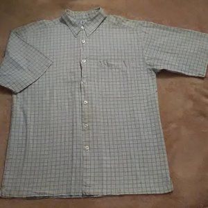Blue Black and White Plaid short sleeve shirt